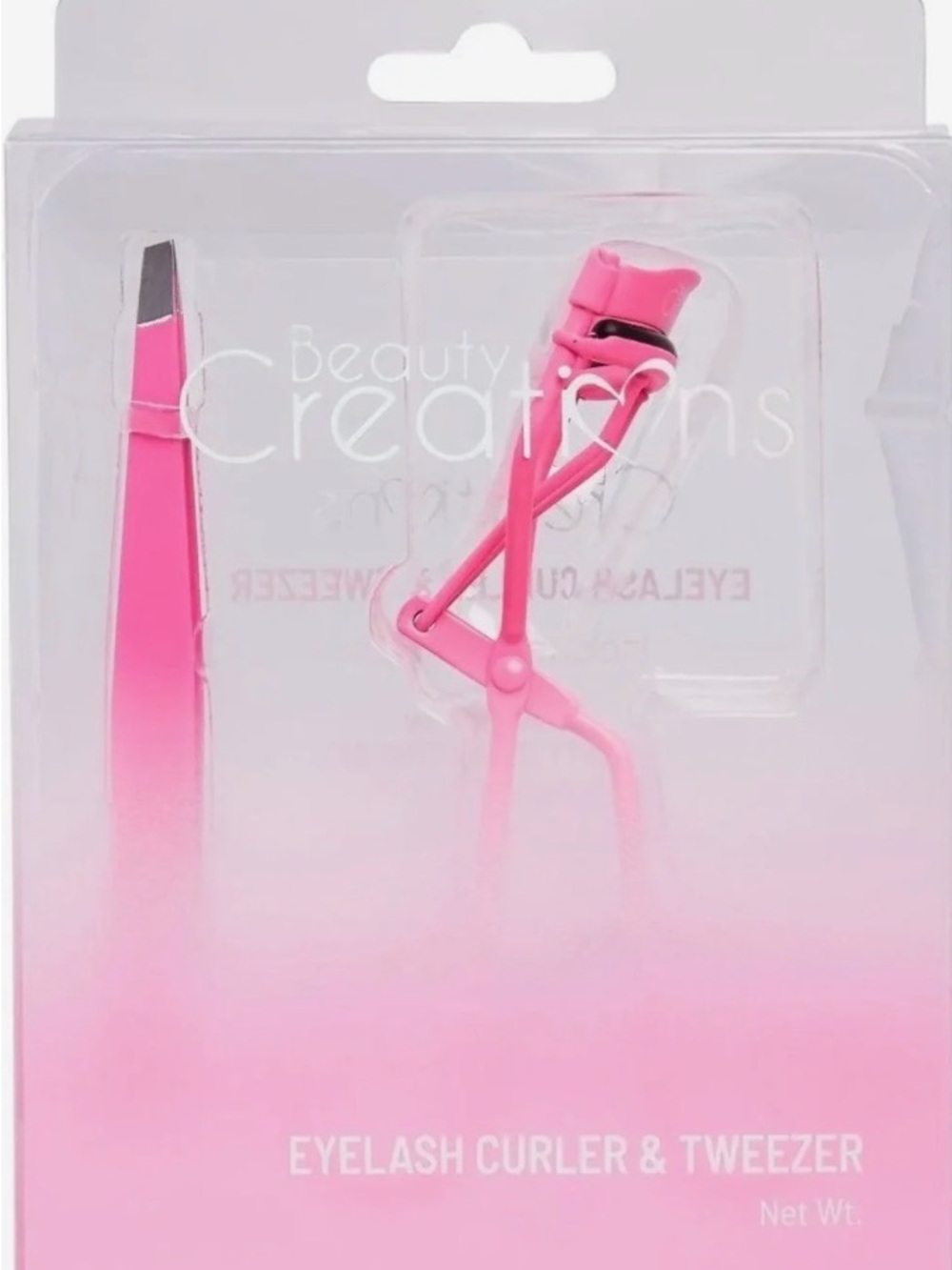 Beauty Creations Hot Pink Eyelash Curler and Tweezers Set